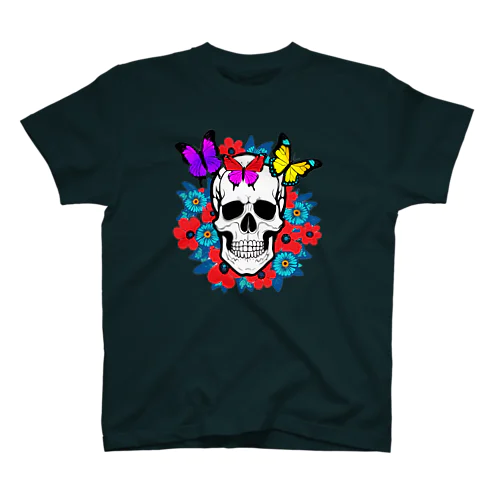 A skull in a flower garden Regular Fit T-Shirt