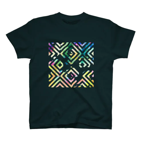 Colorful Watercolor (square)背面柄あり Regular Fit T-Shirt