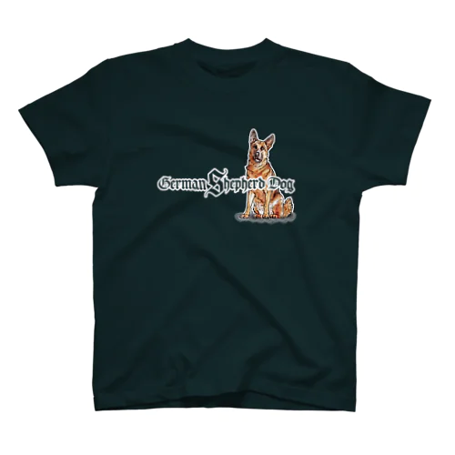 ジャーマンシェパード前後イラスト プリント Regular Fit T-Shirt