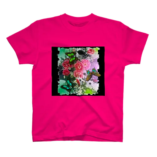花と蝶々の遊び心 티셔츠