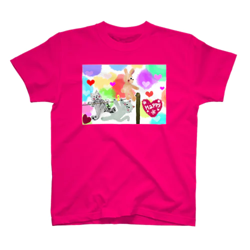 ゆめかわアニマル:ハート【犬猫鳥兎】 Regular Fit T-Shirt