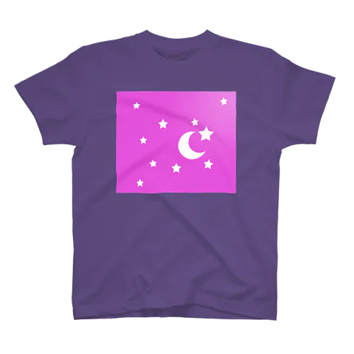 月と星　ピンク スタンダードTシャツ