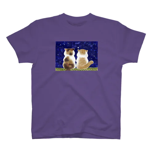 猫と星空 Regular Fit T-Shirt