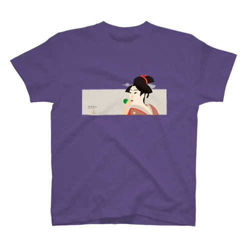 Yo-U-Ki-e「ほっぴんを吹く娘」横型Tシャツ【浮世絵】 スタンダードTシャツ