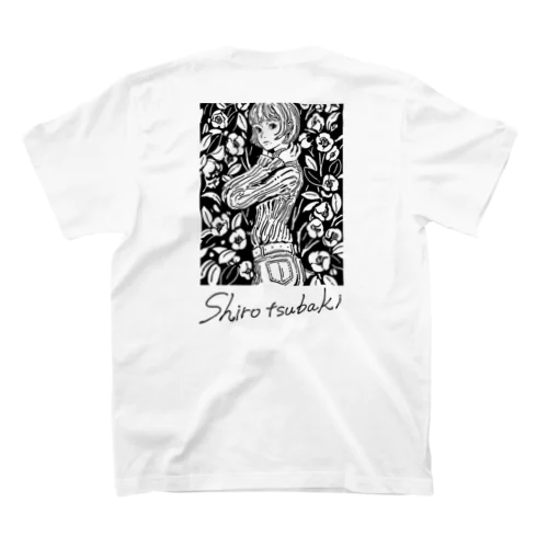 白椿 バックプリント スタンダードTシャツ