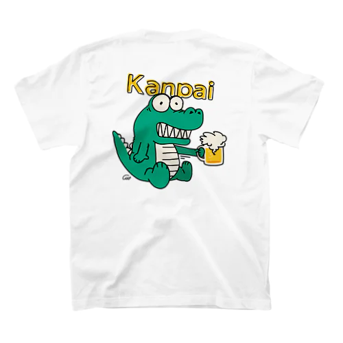 バックプリント ビールでカンパイ！Aワニ右向き♪ スタンダードTシャツ