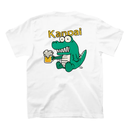 バックプリント ビールでカンパイ！Bワニ左向き♪ スタンダードTシャツ