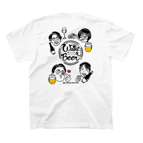 Want a Beer x a-bow’s workshop コラボ　バックプリント スタンダードTシャツ
