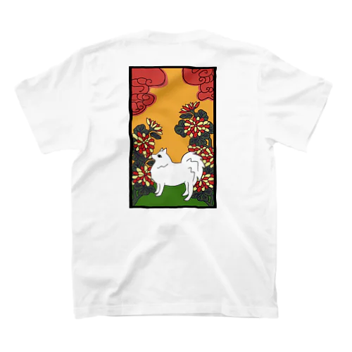 菊に尖犬--尖犬花札--黒文字 Regular Fit T-Shirt