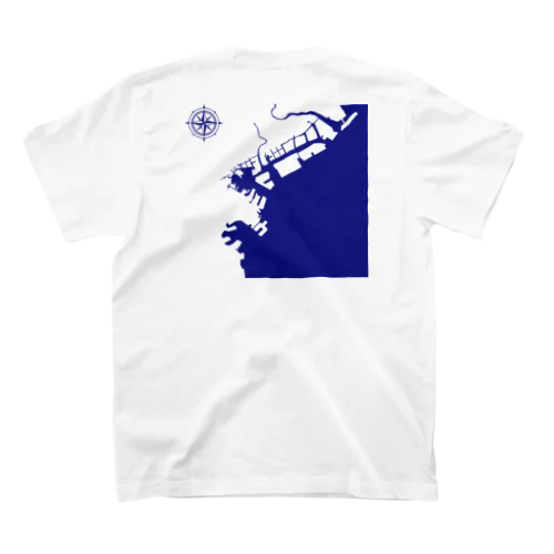 横浜港海岸Map / Navy Ocean Regular Fit T-Shirt