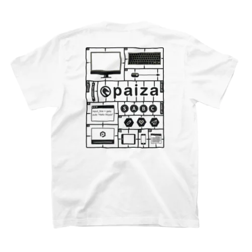 paiza黒ロゴ バックプリントプラモ スタンダードTシャツ