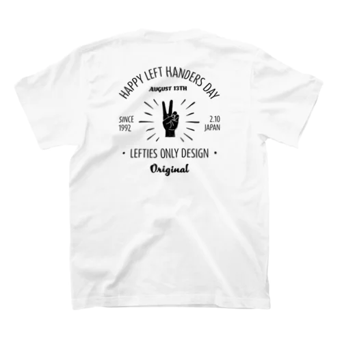 [★バック] HAPPY LEFT HANDERS DAY(文字ブラック) スタンダードTシャツ