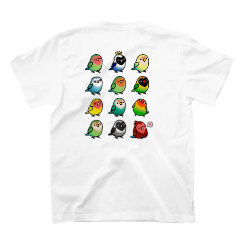 【両面】Chubby Bird（背面）ラブバード大集合　（コザクラインコ＆ボタンインコ）（表）コザクラインコ　ルチノー　 Regular Fit T-Shirt