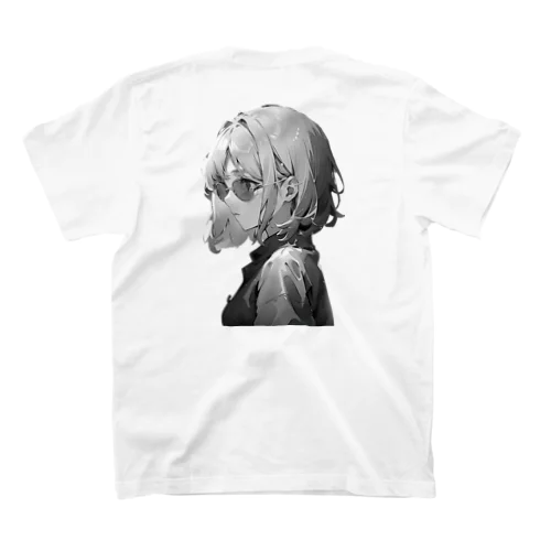 メガネ女子 白黒バージョン スタンダードTシャツ