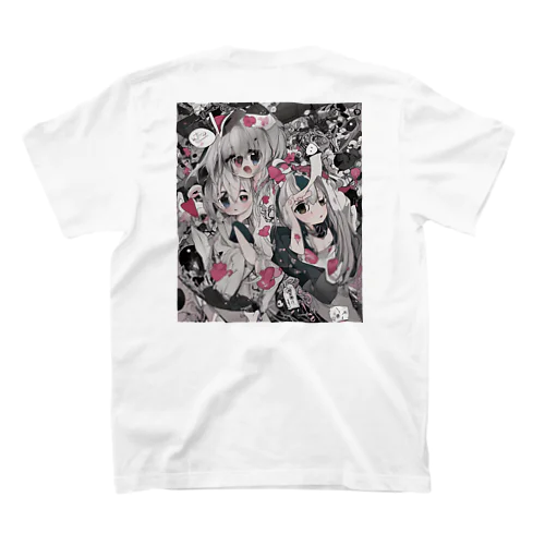 ⑦AI生成奇寄累々サブカルアニメーション「かあいぃ女の子」イラストバックプリントTシャツ Regular Fit T-Shirt