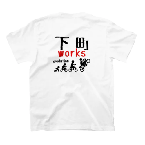 下町evo:ホワイト バックプリント Regular Fit T-Shirt