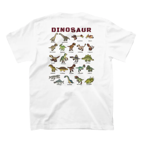バックプリント ちょっとゆるい恐竜図鑑 티셔츠