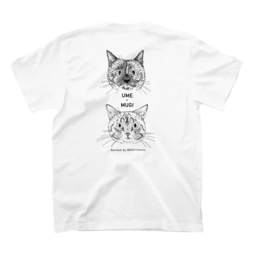 2CATS(UME&MUGI)縦＋NEKOrtment四角ロゴ Regular Fit T-Shirt