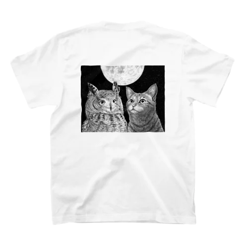 Moon smile（ペン画 ねこ フクロウ） Regular Fit T-Shirt