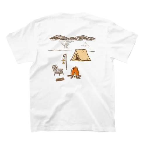 KOHAN CAMP たき火と湖とキャンプ スタンダードTシャツ