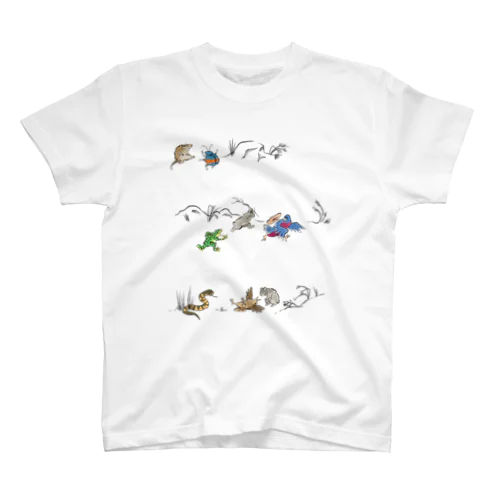 鳥獣戯画風奄美生物 Regular Fit T-Shirt