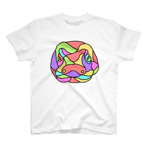 コモドドラゴン　カラフルフェイス01 티셔츠