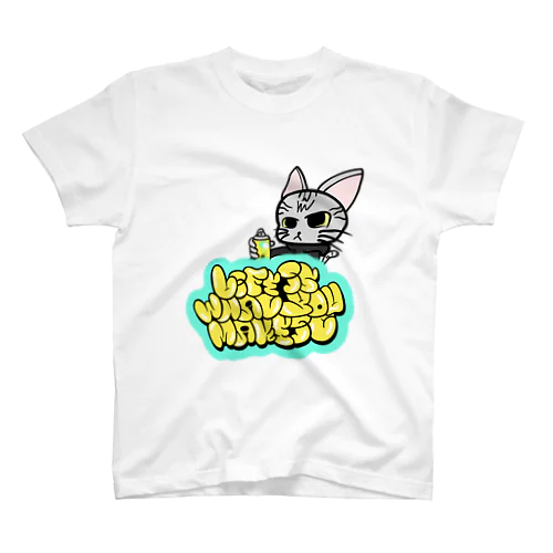猫、グラフィティアート Regular Fit T-Shirt