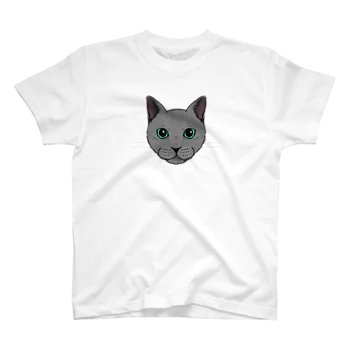 猫の顔（ロシアンブルー） スタンダードTシャツ