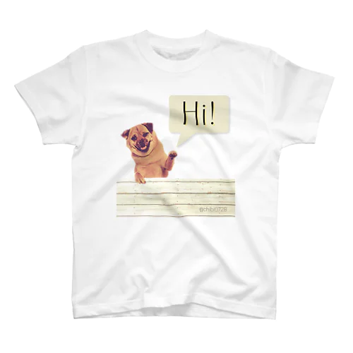 柴パグミックス犬Chibi「Hi!」 Regular Fit T-Shirt