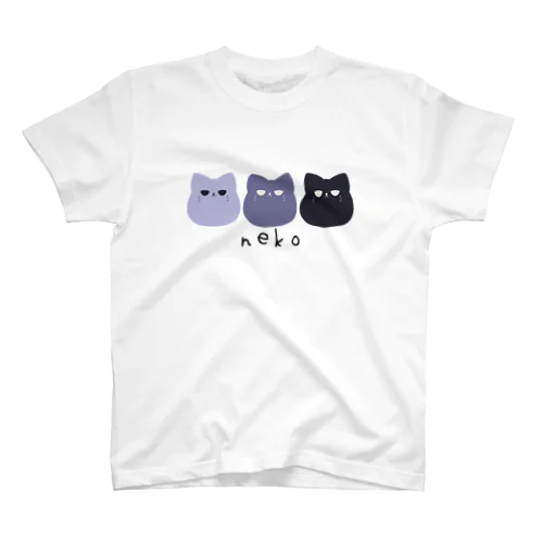 nekoが3匹（パープル） スタンダードTシャツ