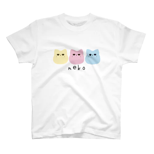 nekoが3匹（パステル） スタンダードTシャツ