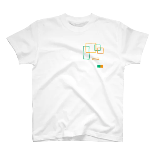 シンプルデザイン橙×ミディアムシーグリーン Regular Fit T-Shirt