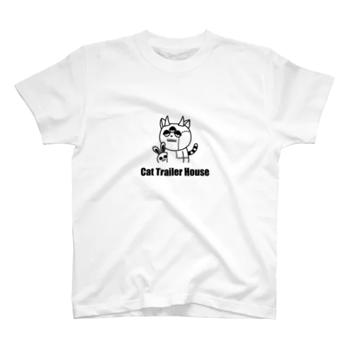 Cat Trailer House (Black Line) Regular Fit T-Shirt