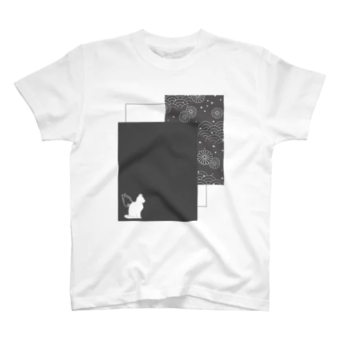 羽ねこさん(和柄/灰色) Regular Fit T-Shirt
