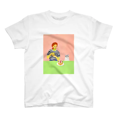 Girl and Cat Regular Fit T-Shirt