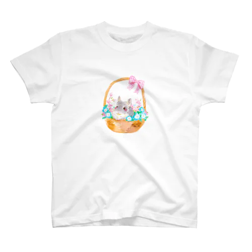 花カゴ　グレーチンチラ スタンダードTシャツ