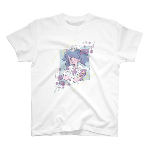 ねこまみれ　ブルー スタンダードTシャツ