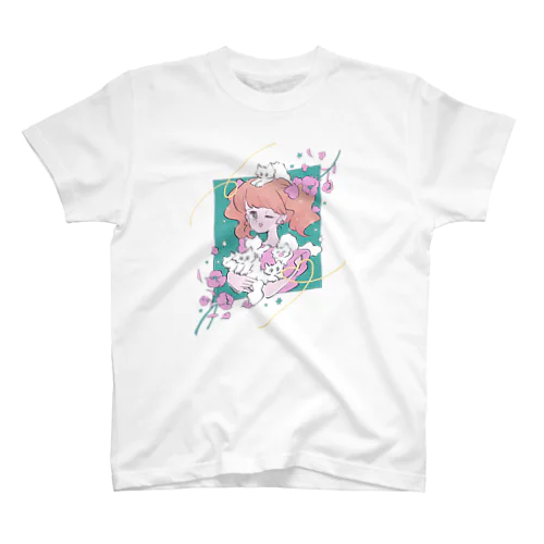 ねこまみれ　ピンク スタンダードTシャツ