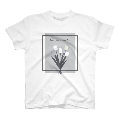 grayish color × white × charcoal ×  tulip bouquet Regular Fit T-Shirt