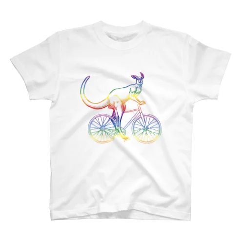 自転車に乗るカンガルー～レインボーバージョン～ Regular Fit T-Shirt