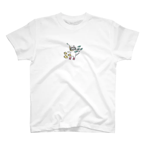 シュノーケリングをするねこ Regular Fit T-Shirt