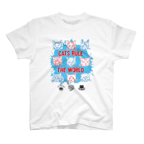 猫が世界を支配するFreeHand（青） Regular Fit T-Shirt
