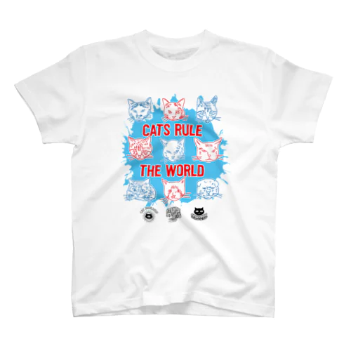 猫が世界を支配するFreeHand（青） Regular Fit T-Shirt