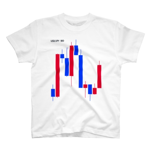 FX･外国為替ロウソク足チャート(ホワイト) Regular Fit T-Shirt