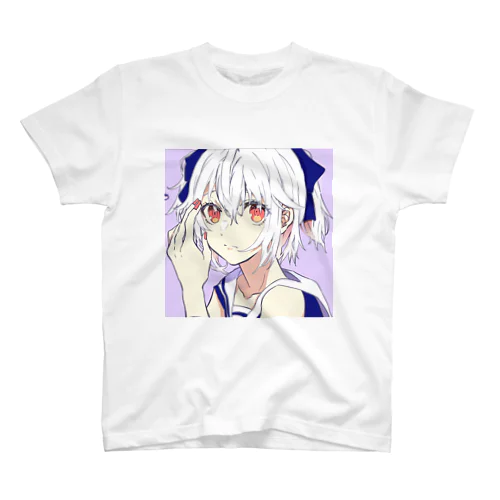 青リボンの女の子 スタンダードTシャツ