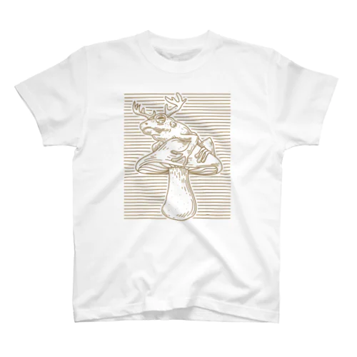 Cottagecore Aesthetic Mushroom Antlers Toad Mycology MorelTシャツ Regular Fit T-Shirt