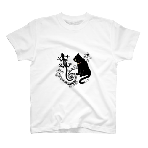 猫とトカゲ(メヘンディ) Regular Fit T-Shirt