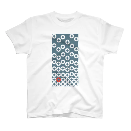 七宝繋ぎWhite_@Red Regular Fit T-Shirt