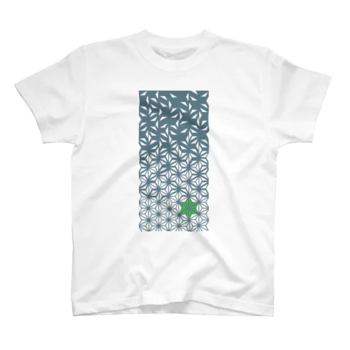 麻の葉White_@LightGreen Regular Fit T-Shirt