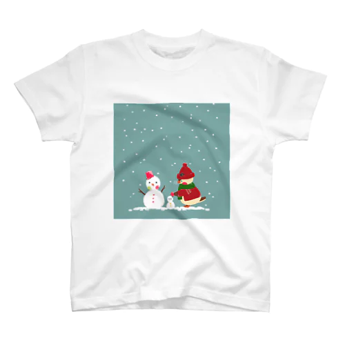 雪だるまと雀 Regular Fit T-Shirt